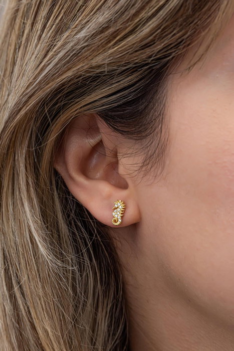 Heliophilia Silver Pendientes de Plata de Ley 925 con Baño de Oro y Circón